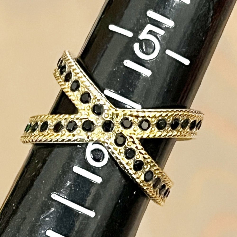Anna Beck Classic Cross Ring Sterling Silver 925 Black Onyx Stones Ring Size 6 - Picture 3 of 7